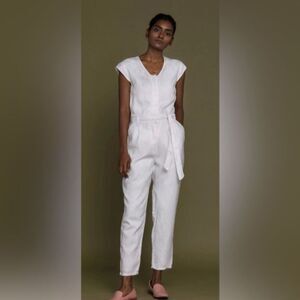Madewell Reistor Hemp White Jumpsuit Short Cap Sleeve Sustainable Size S